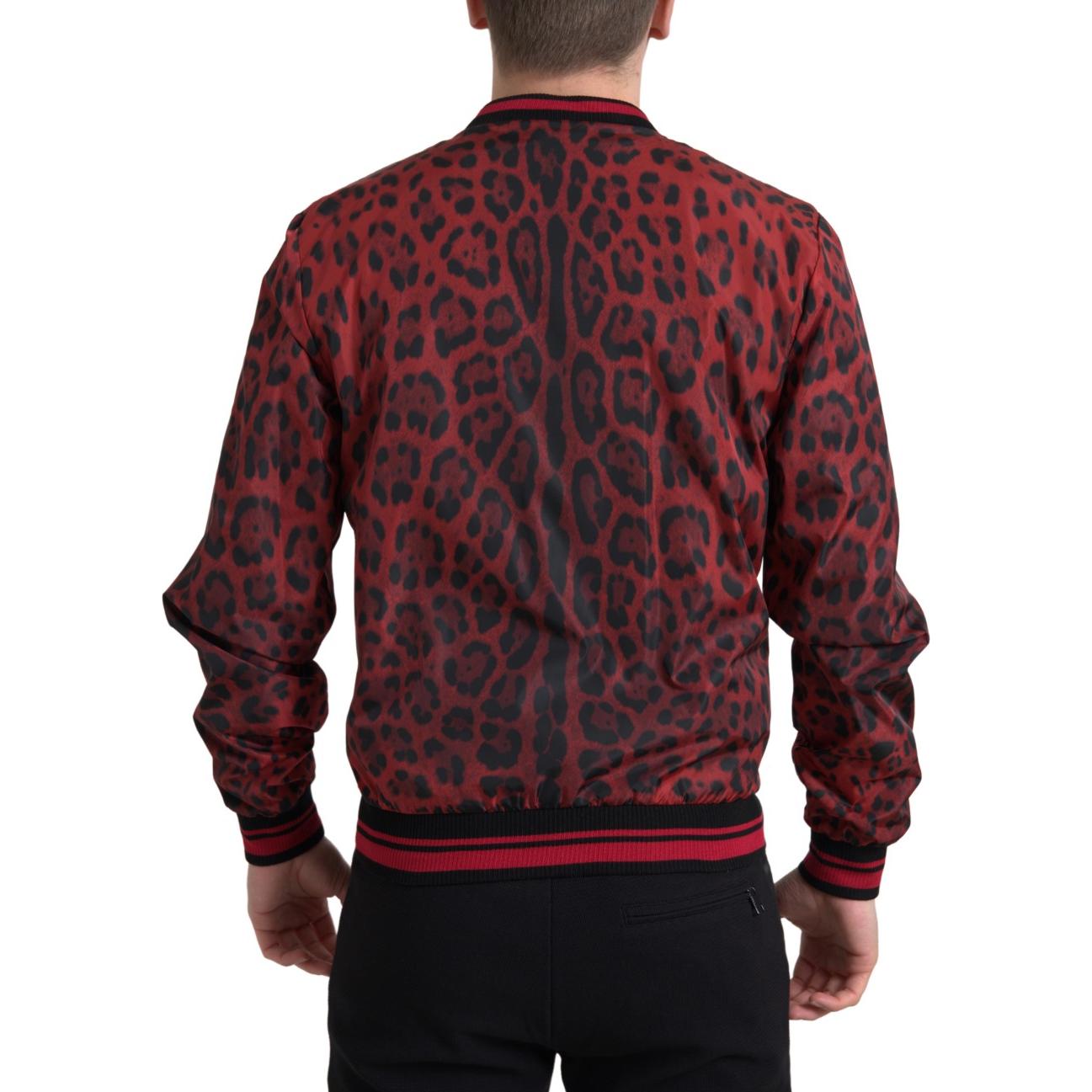 Dolce & Gabbana Red Leopard Bomber Short Coat Jacket Dolce & Gabbana