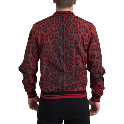 Dolce & Gabbana Red Leopard Bomber Short Coat Jacket Dolce & Gabbana