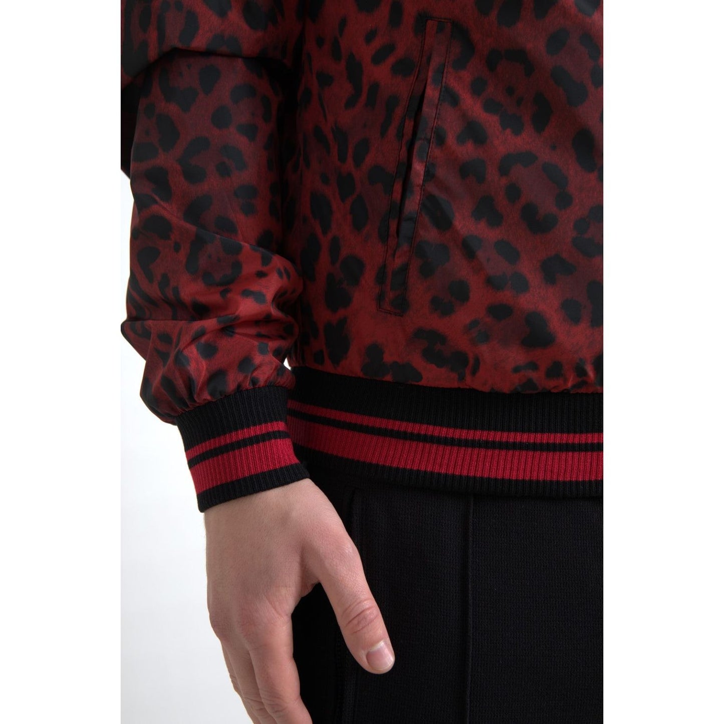 Dolce & Gabbana Red Leopard Bomber Short Coat Jacket Dolce & Gabbana