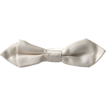 Dolce & Gabbana White Silk Slim Adjustable Neck Papillon Bow Tie Dolce & Gabbana