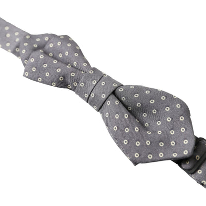 Dolce & Gabbana Gray Polka Dots Silk Adjustable Neck Papillon Bow Tie Dolce & Gabbana