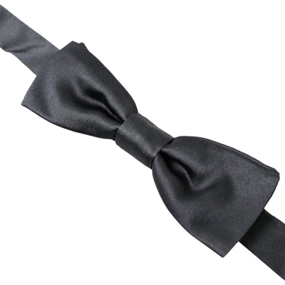 Dolce & Gabbana Dark Gray Silk Adjustable Neck Men Papillon Bow Tie Dolce & Gabbana