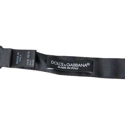 Dolce & Gabbana Dark Gray Silk Adjustable Neck Men Papillon Bow Tie Dolce & Gabbana
