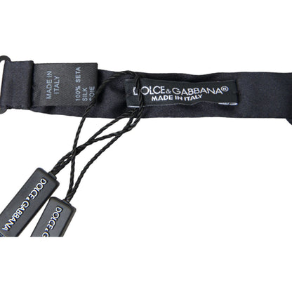 Dolce & Gabbana Dark Blue Silk Satin Adjustable Neck Men Papillon Bow Tie Dolce & Gabbana