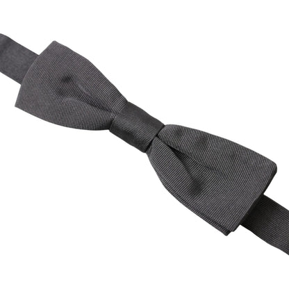 Dolce & Gabbana Dark Gray Silk Adjustable Neck Men Papillon Bow Tie Dolce & Gabbana