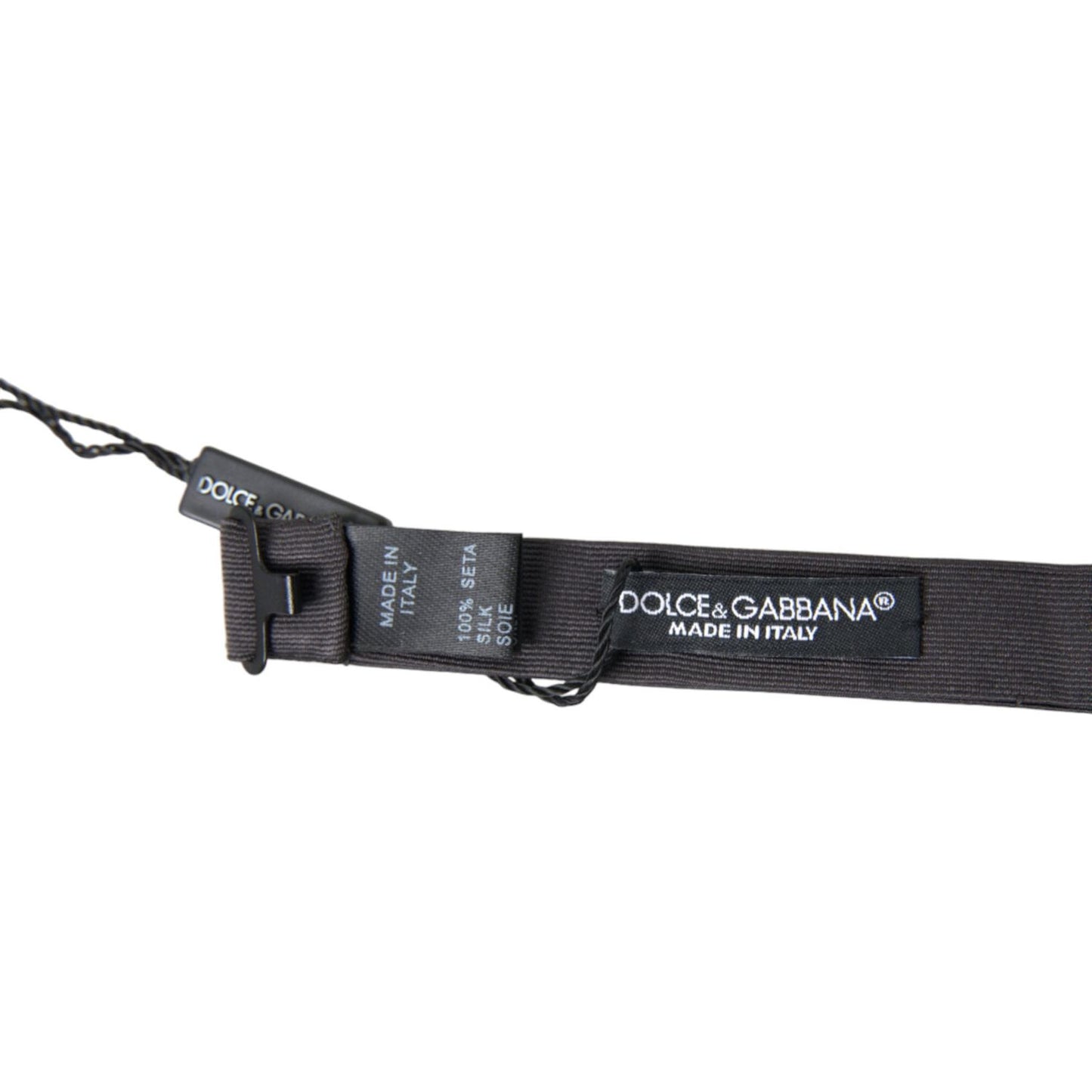 Dolce & Gabbana Dark Gray Silk Adjustable Neck Men Papillon Bow Tie Dolce & Gabbana