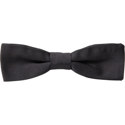Dolce & Gabbana Dark Gray Silk Adjustable Neck Men Papillon Bow Tie Dolce & Gabbana