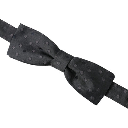 Dolce & Gabbana Gray Polka Dot Silk Adjustable Neck Men Papillon Bow Tie Dolce & Gabbana