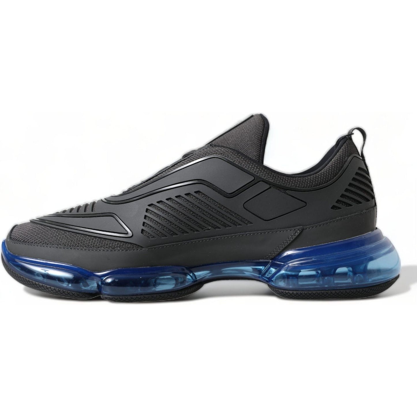 Prada Black Blue Rubber Knit Slip On Low Top Sneakers Shoes Prada