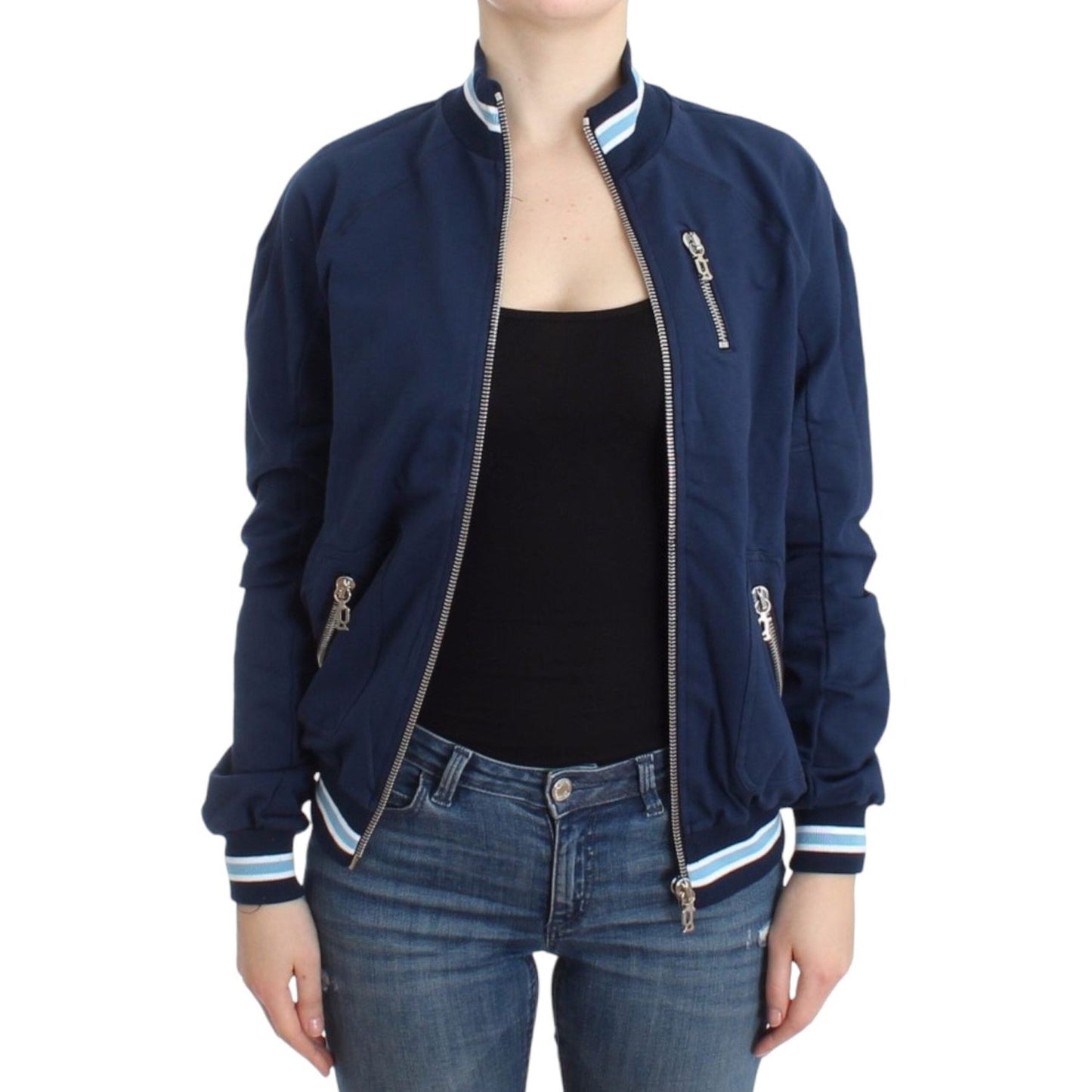 John Galliano Blue zip cotton cardigan