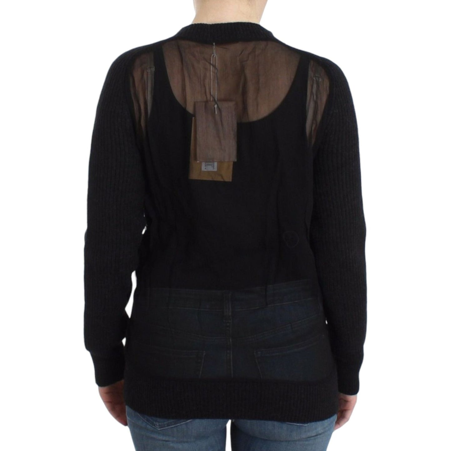 Chic Transparent Back Woolen Cardigan