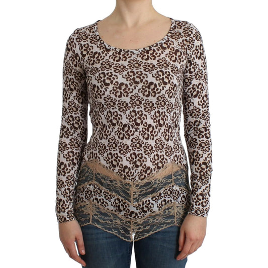 Cavalli Brown longsleeved lace top Cavalli
