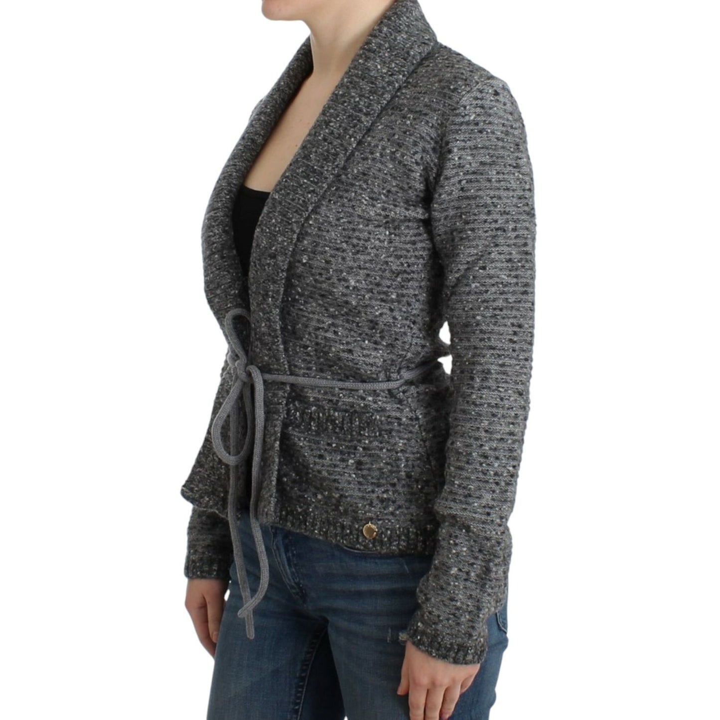 Cavalli Gray wool knitted cardigan Cavalli