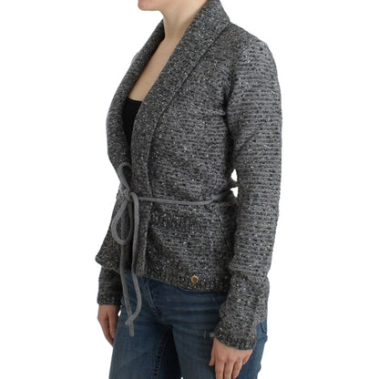 Cavalli Gray wool knitted cardigan Cavalli