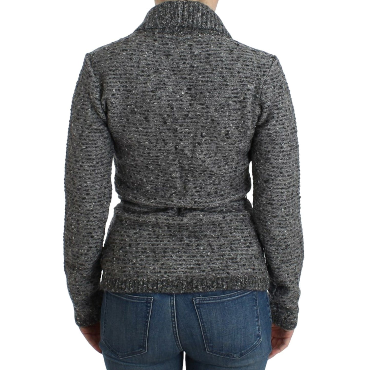 Cavalli Gray wool knitted cardigan Cavalli