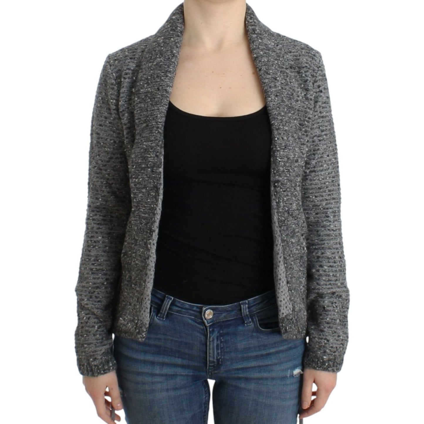 Cavalli Gray wool knitted cardigan Cavalli