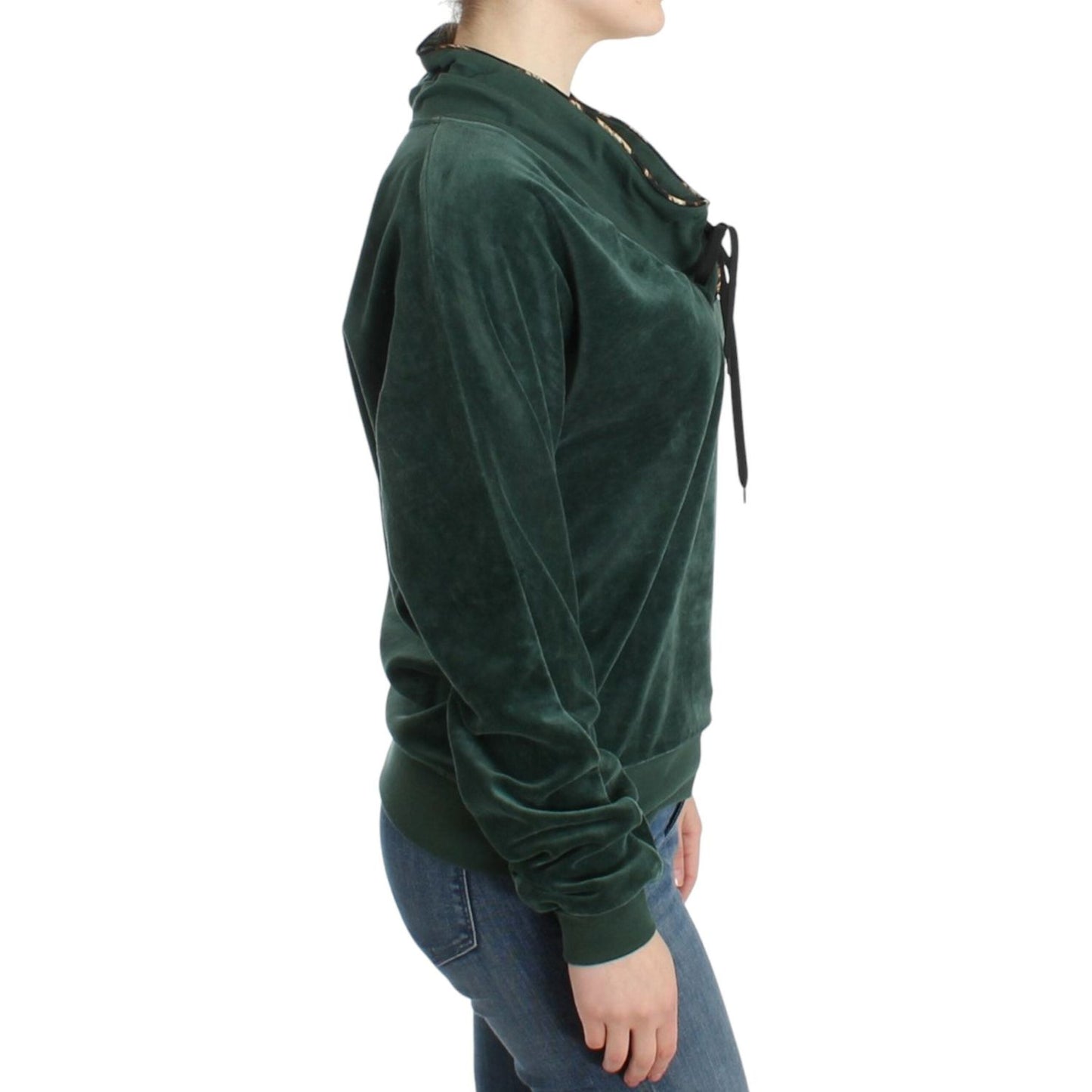 Cavalli Green velvet cotton sweater