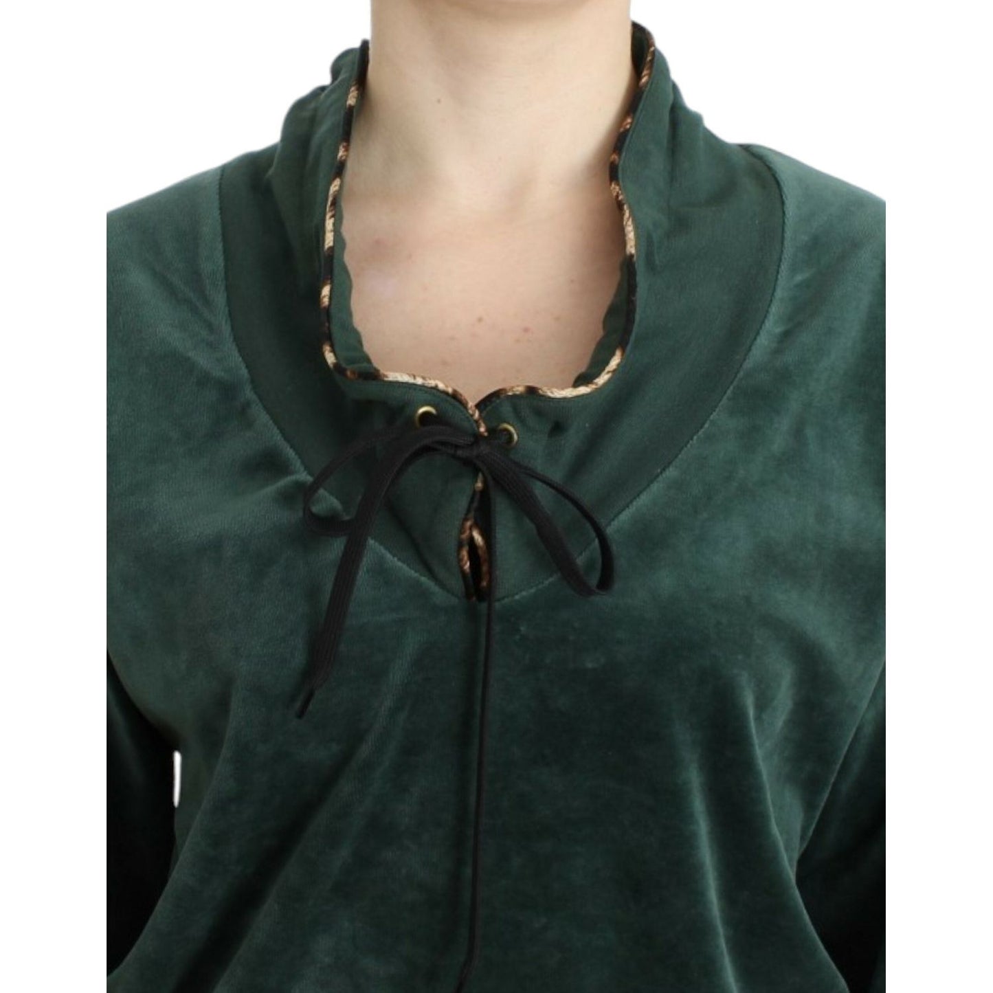 Cavalli Green velvet cotton sweater