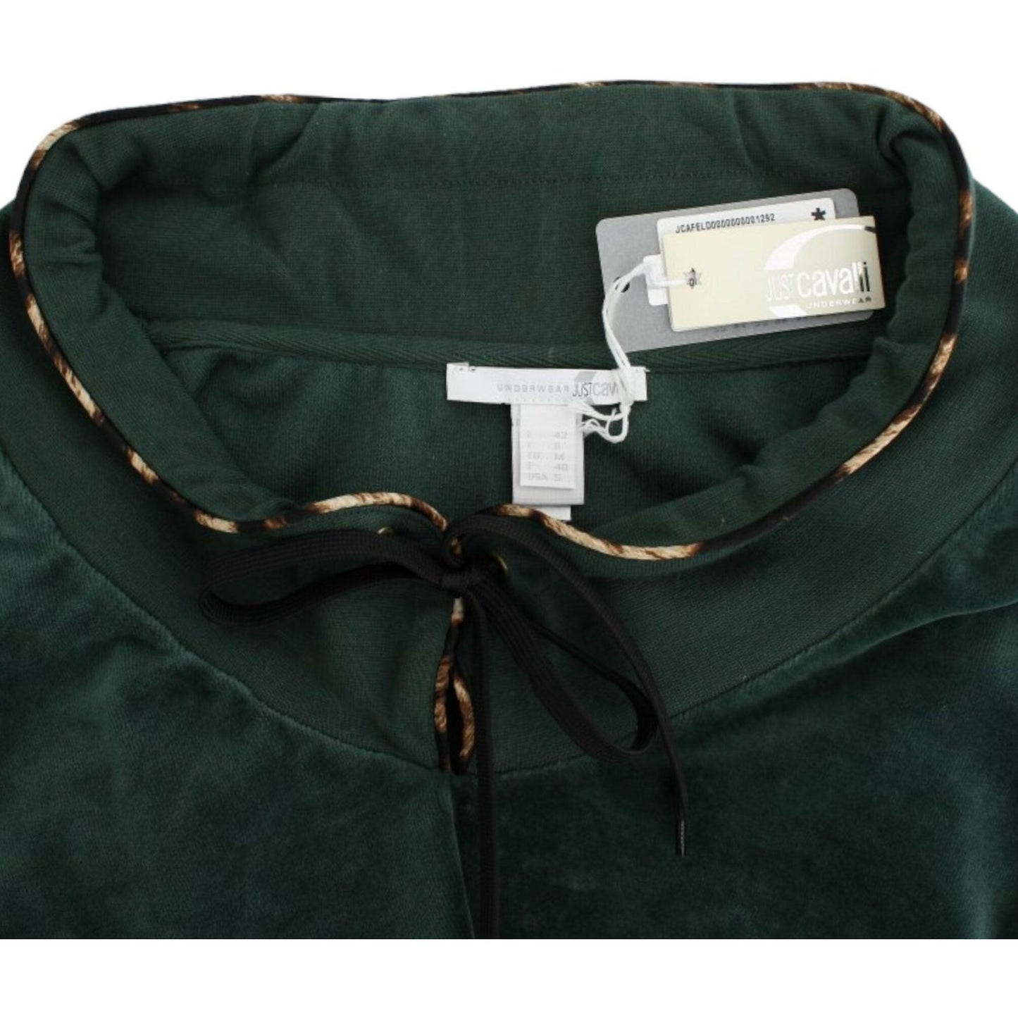 Cavalli Green velvet cotton sweater