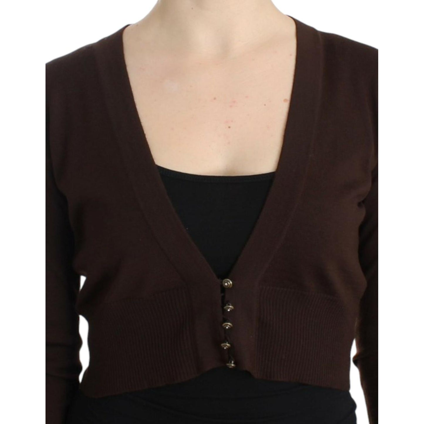 Cavalli Brown cropped wool cardigan