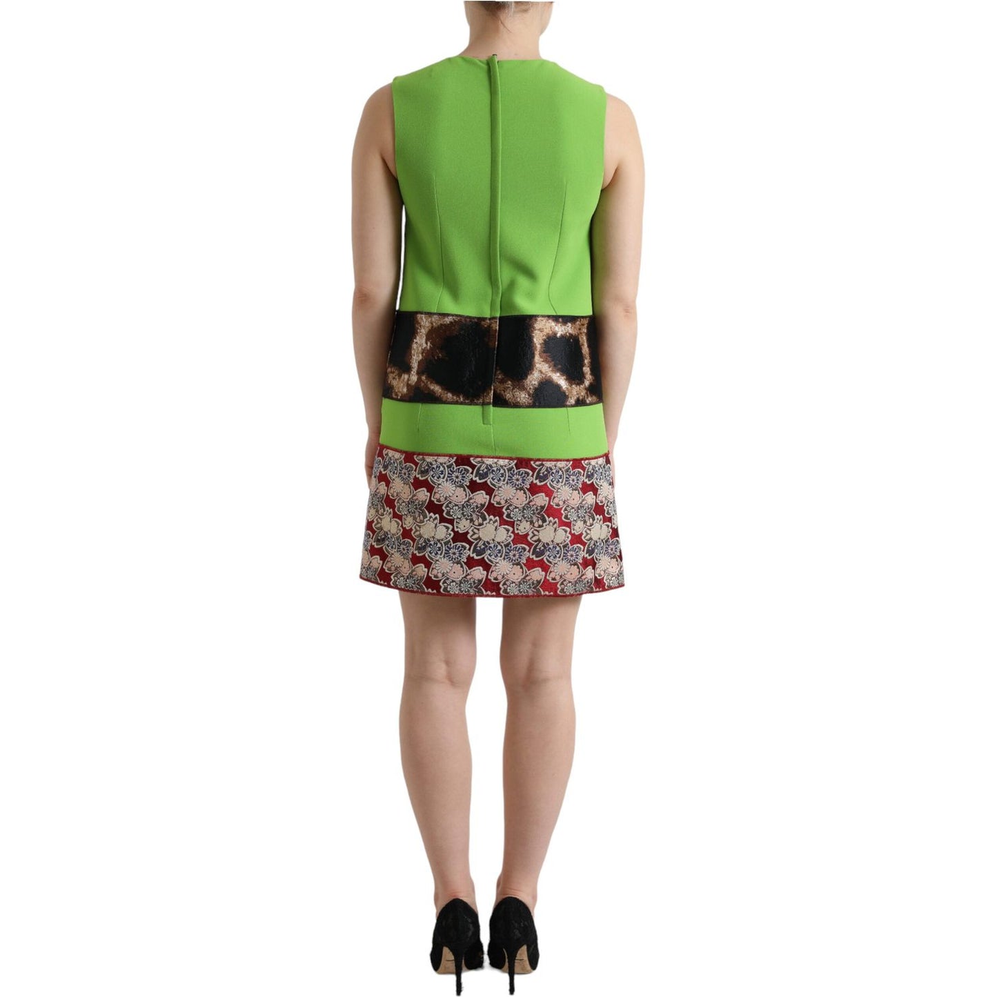 Dolce & Gabbana Apple Green Sleeveless Panelled Shift Dress Dolce & Gabbana