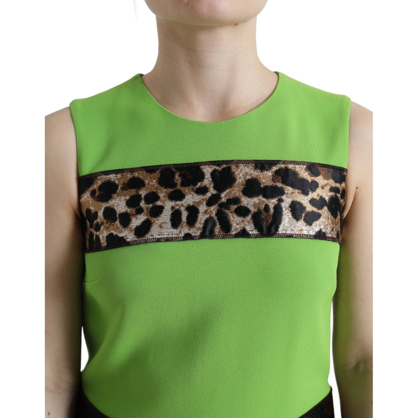 Dolce & Gabbana Apple Green Sleeveless Panelled Shift Dress Dolce & Gabbana