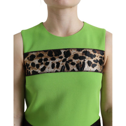 Dolce & Gabbana Apple Green Sleeveless Panelled Shift Dress Dolce & Gabbana