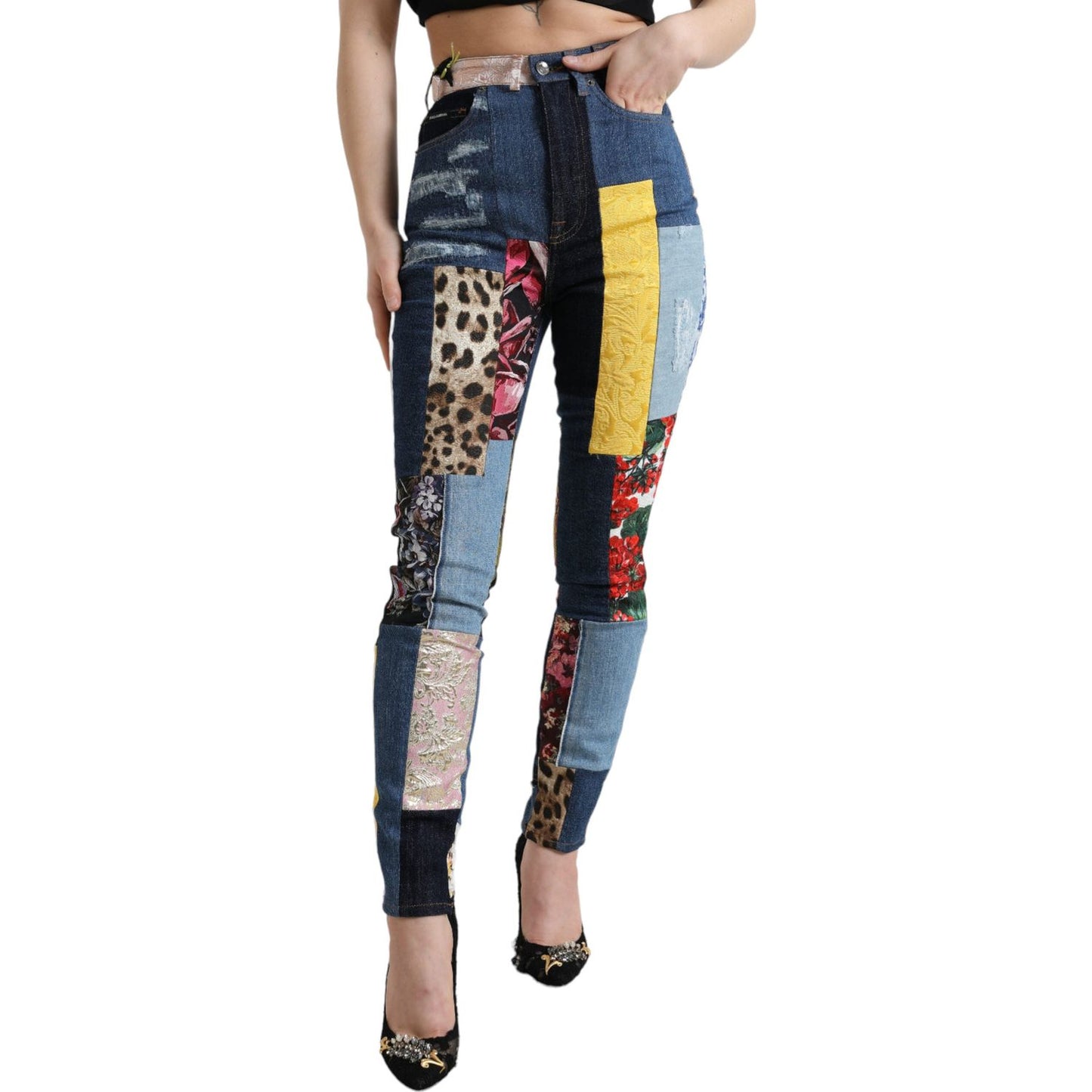 Dolce & Gabbana Multicolor Patchwork GRACE Skinny Denim Jeans Dolce & Gabbana