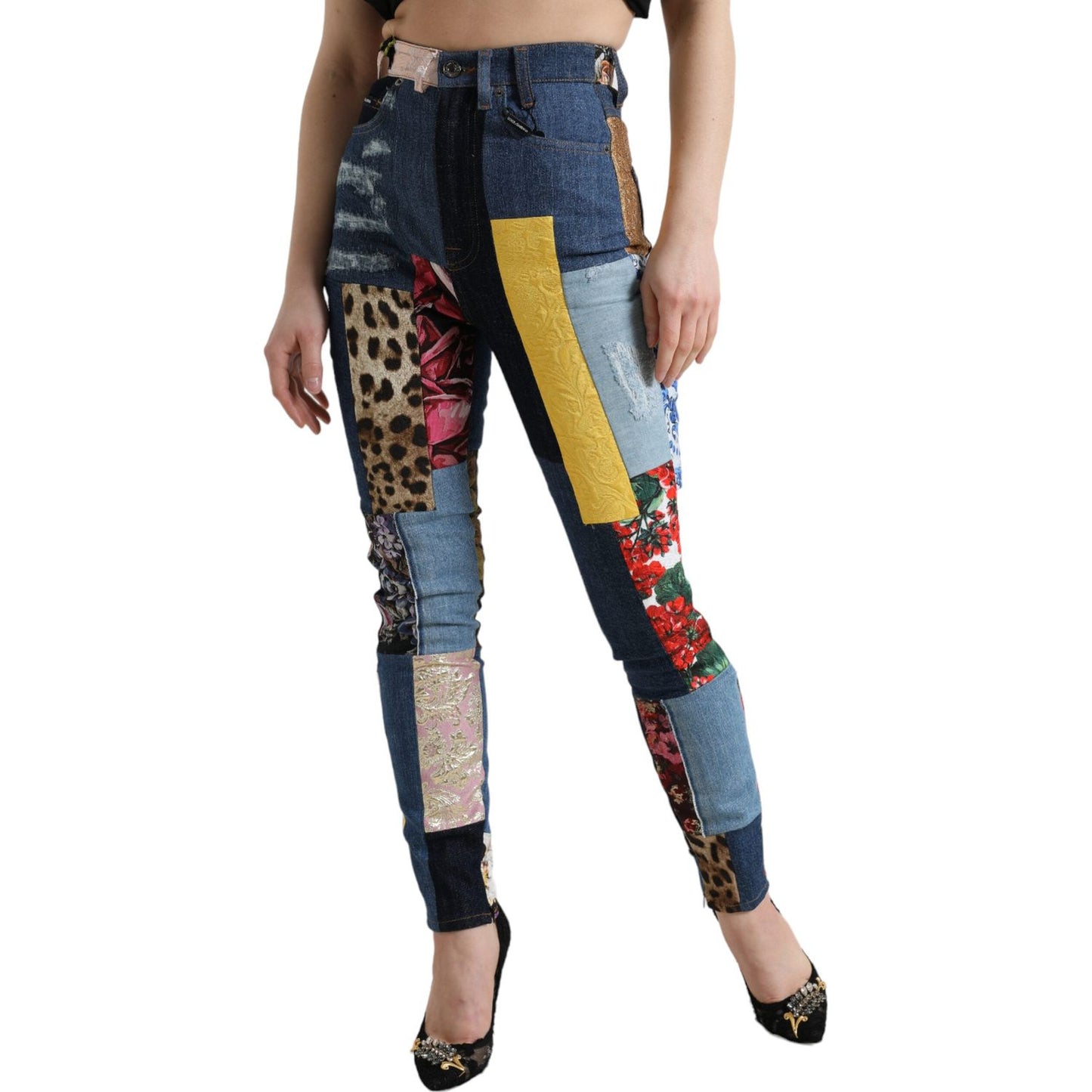Dolce & Gabbana Multicolor Patchwork GRACE Skinny Denim Jeans Dolce & Gabbana