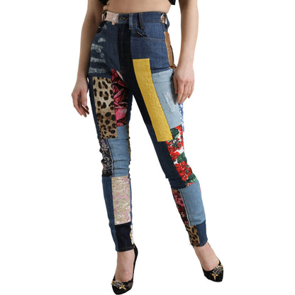 Dolce & Gabbana Multicolor Patchwork GRACE Skinny Denim Jeans Dolce & Gabbana