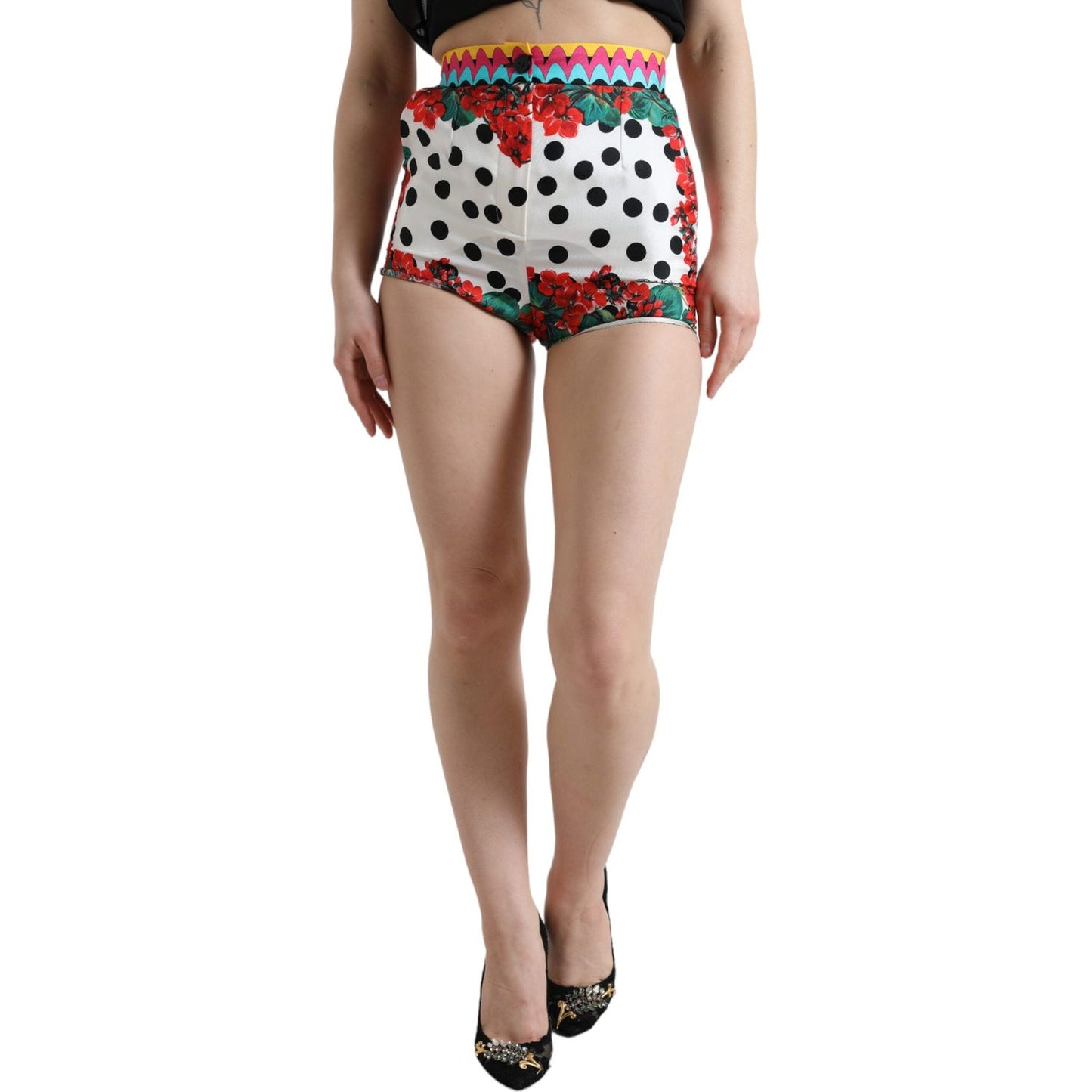 Dolce & Gabbana Multicolor Floral Polka Dot Hot Pants Shorts Dolce & Gabbana
