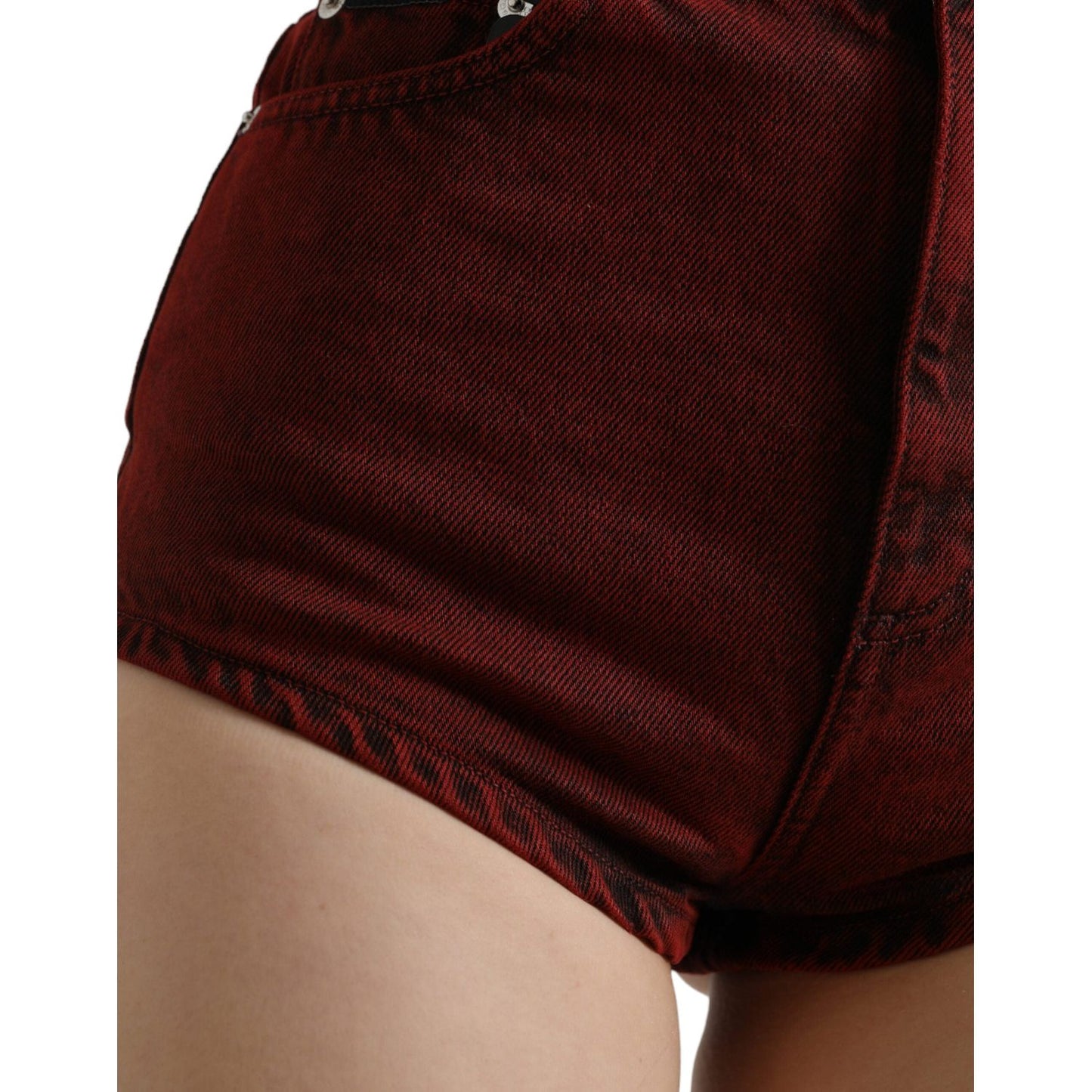 Dolce & Gabbana Red Stretch High Waist Denim Hot Pants Shorts Dolce & Gabbana