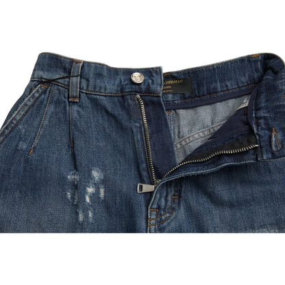 Dolce & Gabbana Blue Cotton High Waist Denim Hot Pants Shorts Dolce & Gabbana