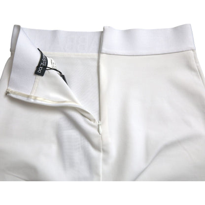 Dolce & Gabbana White Viscose High Waist Pencil Cut Mini Skirt Dolce & Gabbana