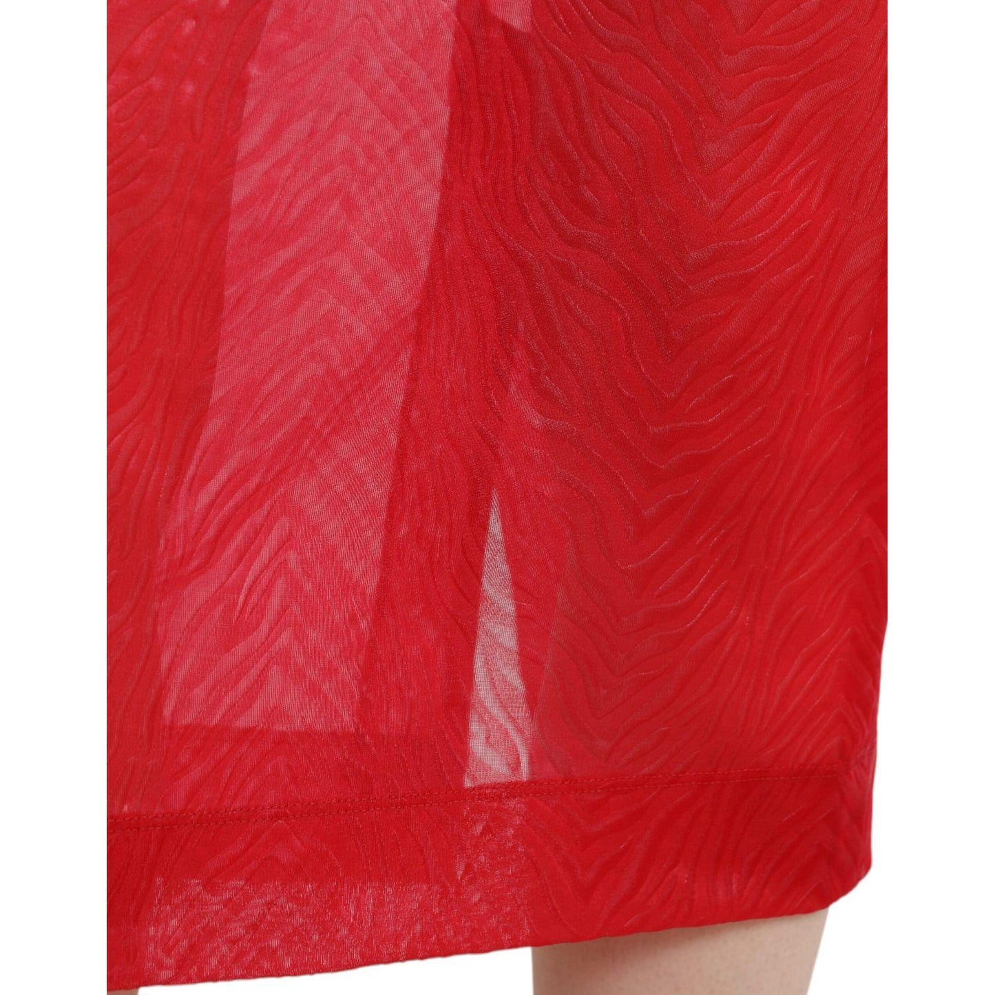 Dolce & Gabbana Red Sheer High Waist Pencil Cut Midi Skirt Dolce & Gabbana