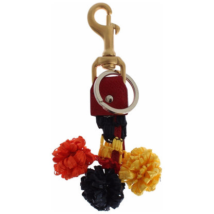 Dolce & Gabbana Gold Yellow Raffia Leather Clasp Finder Chain Keyring Dolce & Gabbana