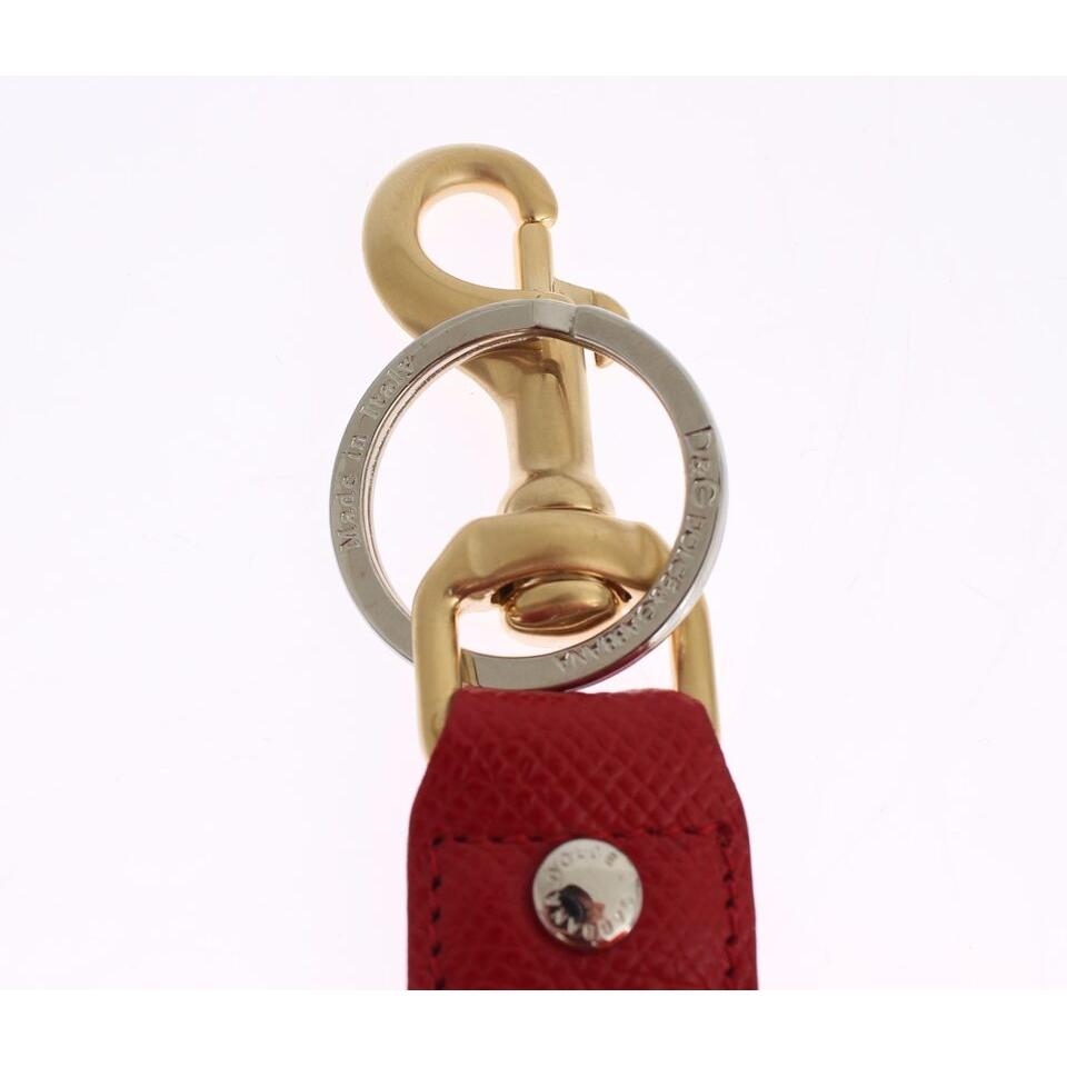 Dolce & Gabbana Gold Yellow Raffia Leather Clasp Finder Chain Keyring Dolce & Gabbana