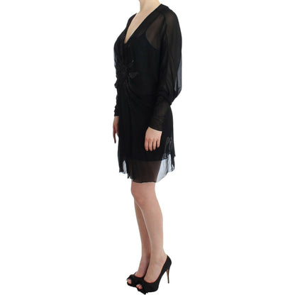 Cavalli Black long sleeve silk dress