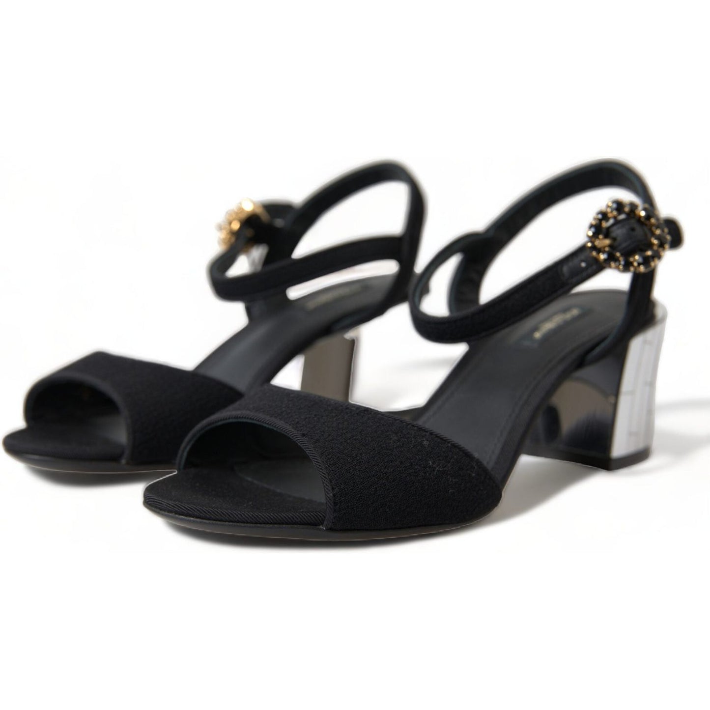 Dolce & Gabbana Black Crystals Ankle Strap Sandals Shoes Dolce & Gabbana