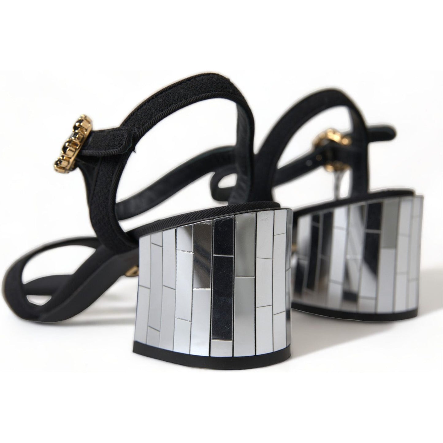 Dolce & Gabbana Black Crystals Ankle Strap Sandals Shoes Dolce & Gabbana