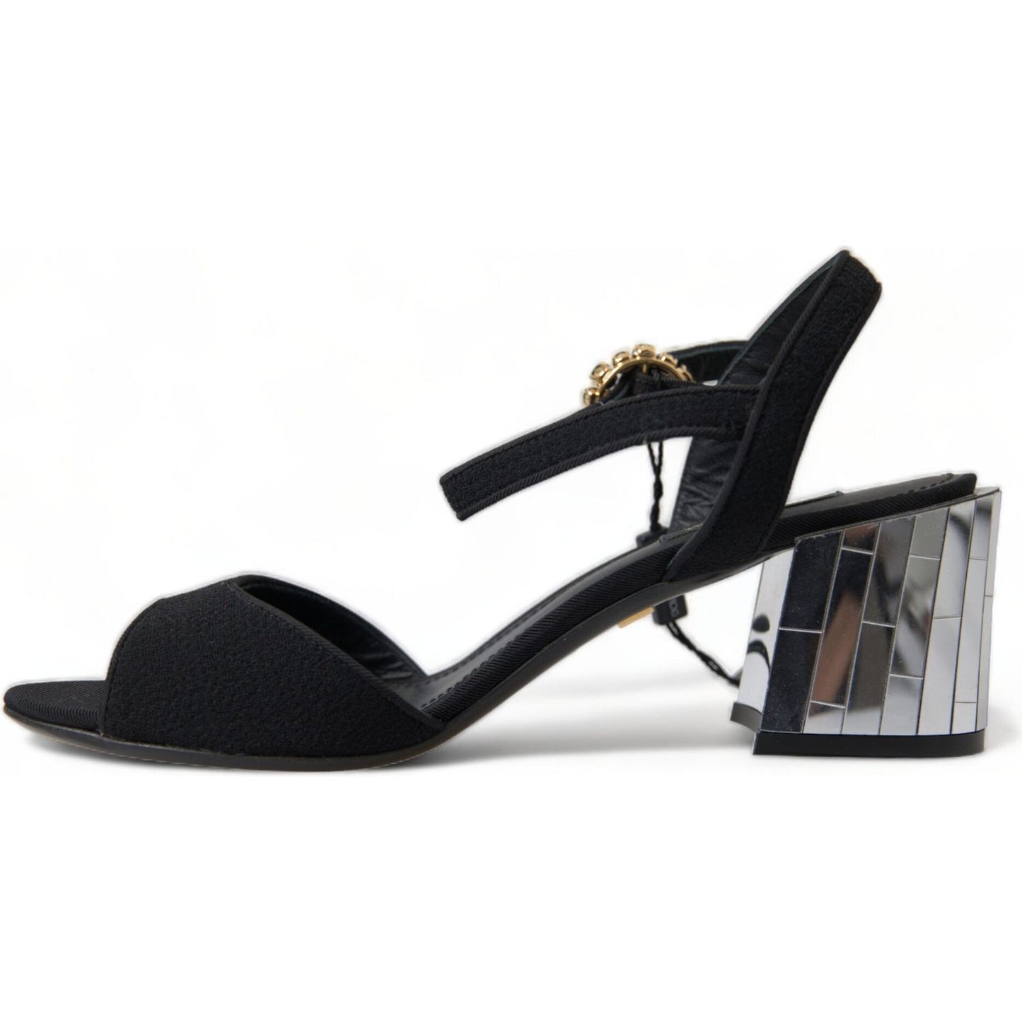 Dolce & Gabbana Black Crystals Ankle Strap Sandals Shoes Dolce & Gabbana
