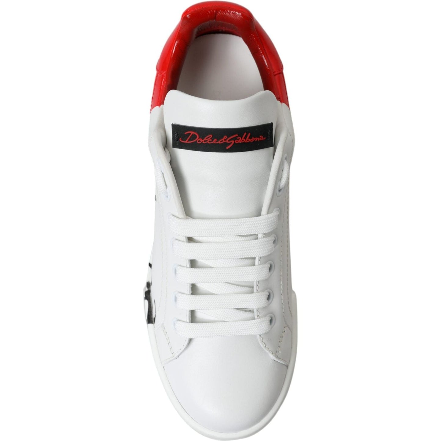 Dolce & Gabbana White Red Lace Up Womens Low Top Sneakers Shoes Dolce & Gabbana