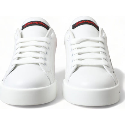 Dolce & Gabbana White Red Lace Up Womens Low Top Sneakers Shoes Dolce & Gabbana