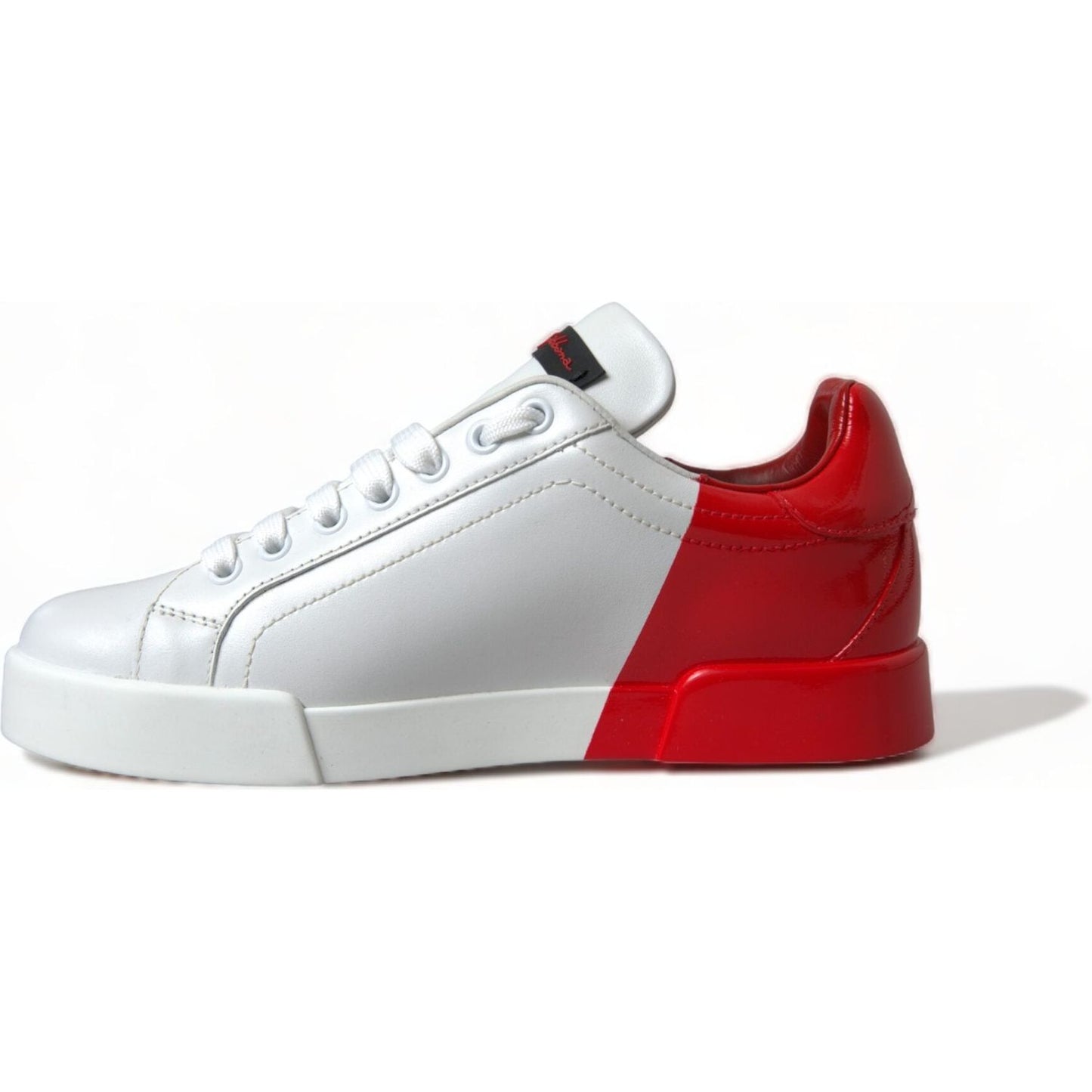 Dolce & Gabbana White Red Lace Up Womens Low Top Sneakers Shoes Dolce & Gabbana