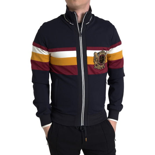 Dolce & Gabbana Blue Cardigan Heraldic Full Zip Sweater Dolce & Gabbana