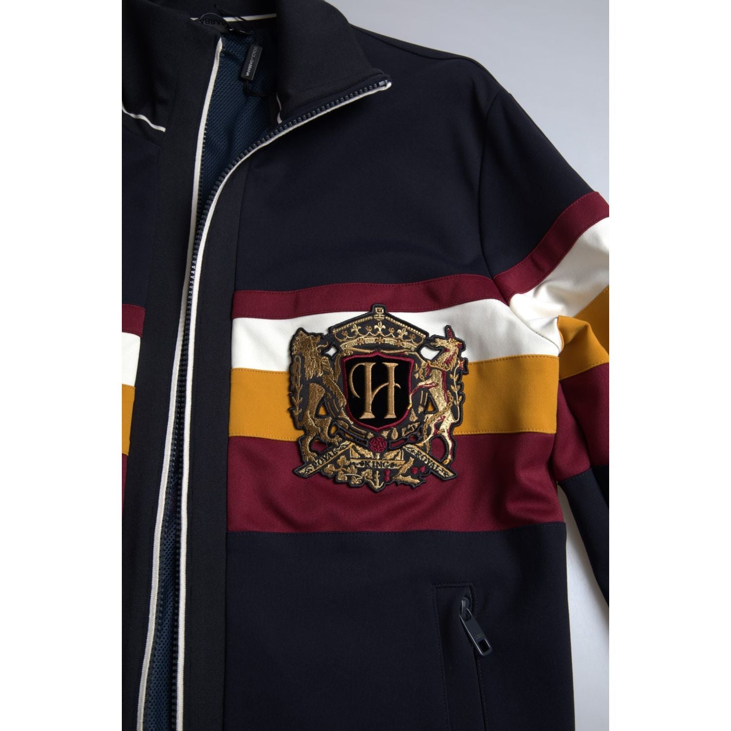 Dolce & Gabbana Blue Cardigan Heraldic Full Zip Sweater