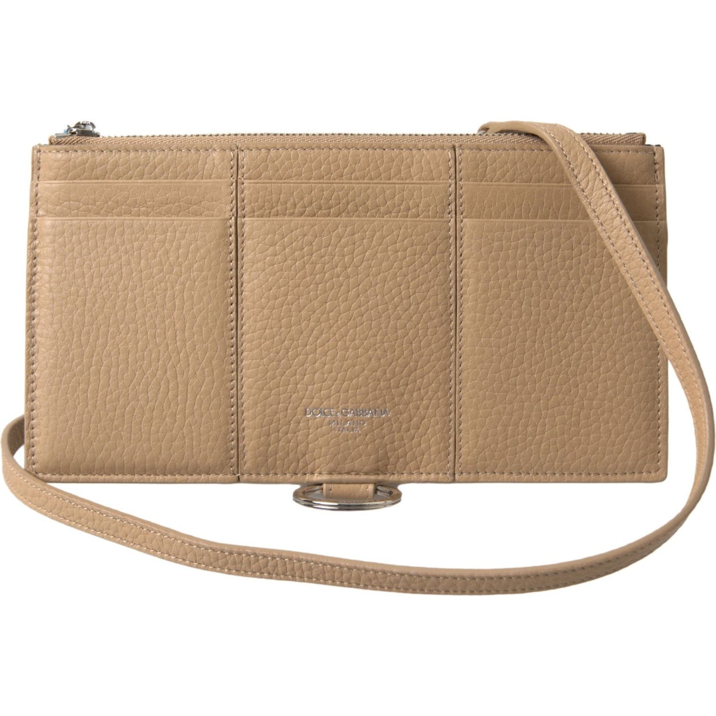 Dolce & Gabbana Beige Leather Shoulder Cardholder Shoulder Strap Wallet Dolce & Gabbana