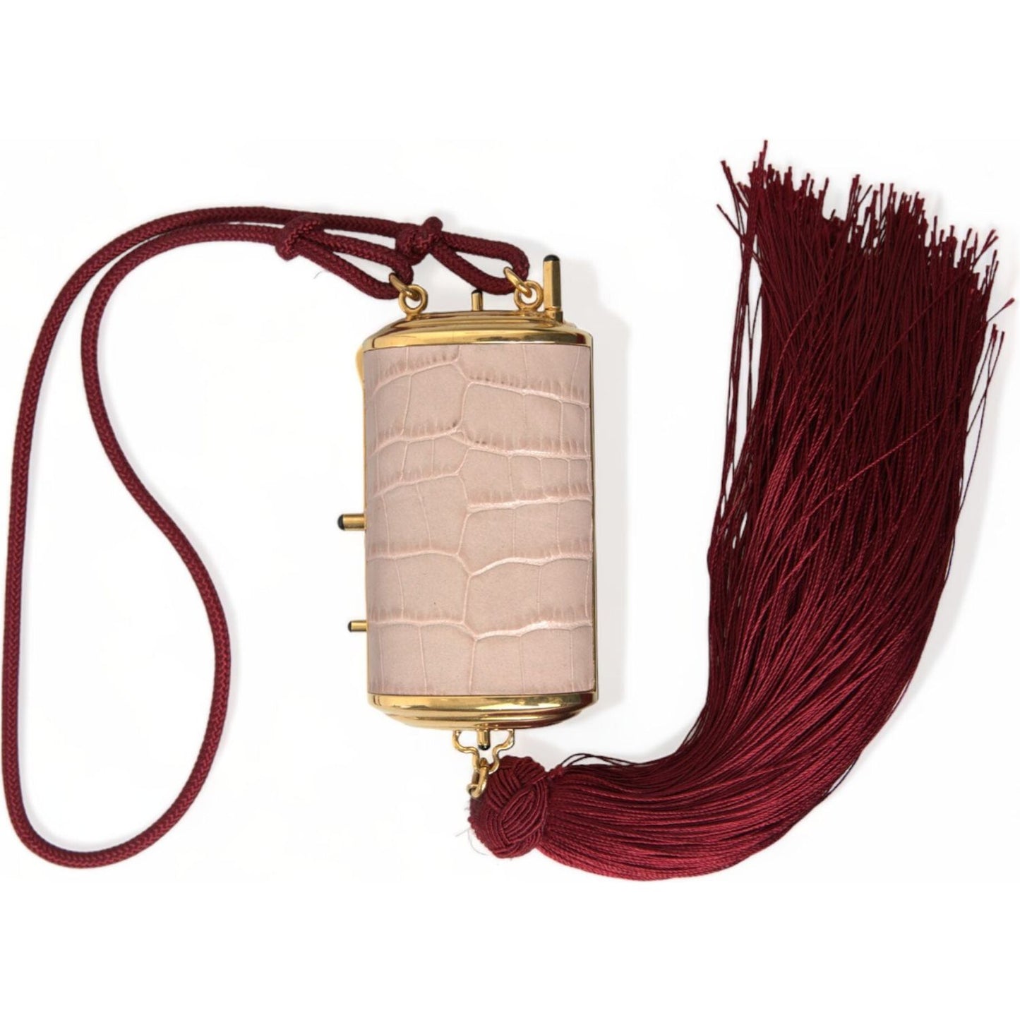 Dolce & Gabbana Pink Exotic Leather Mini Mirror Tassel Makeup Bag Dolce & Gabbana