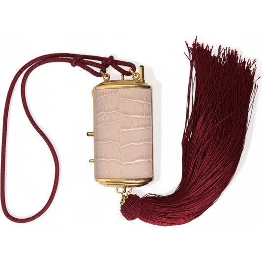 Dolce & Gabbana Pink Exotic Leather Mini Mirror Tassel Makeup Bag Dolce & Gabbana