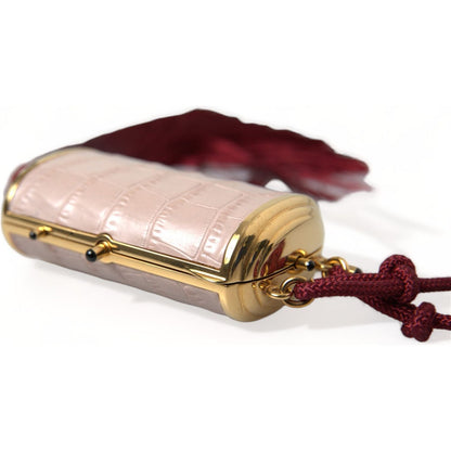 Dolce & Gabbana Pink Exotic Leather Mini Mirror Tassel Makeup Bag Dolce & Gabbana